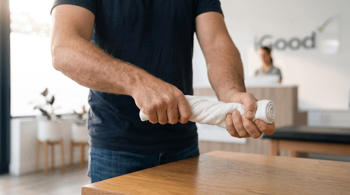 Towel twist for grip & forearm endurance